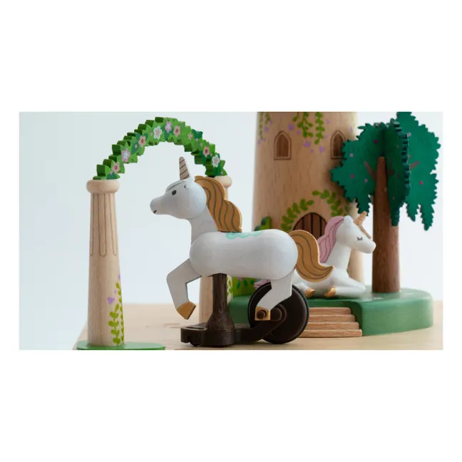 Unicornio caja de música de madera