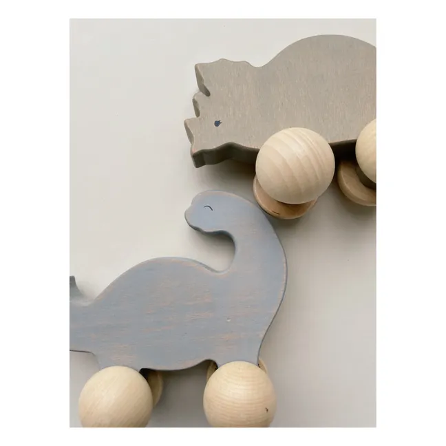 Dino pull toy in FSC wood | Blue