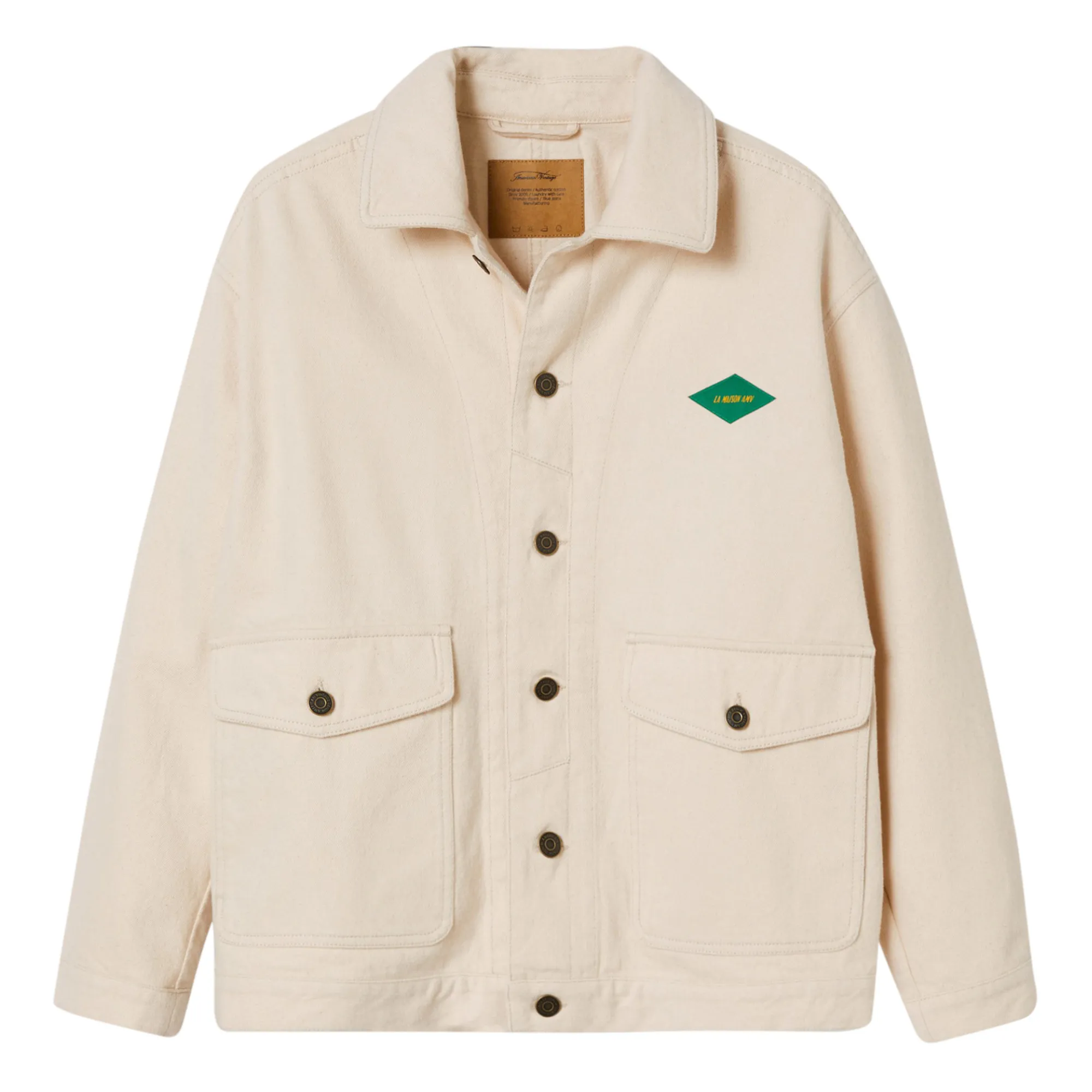 American Vintage Ecru Short Straight Collared Shirt Jacket