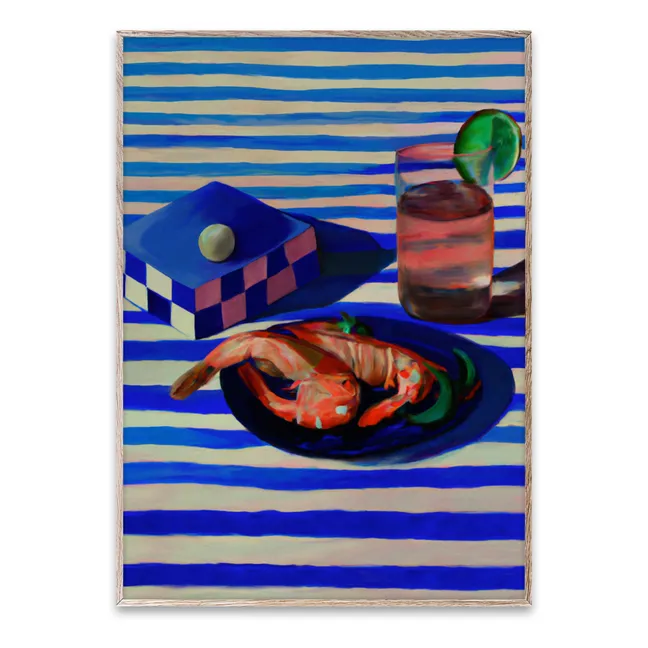 Shrimp and Stripes Poster by Misfitting Things | Blue