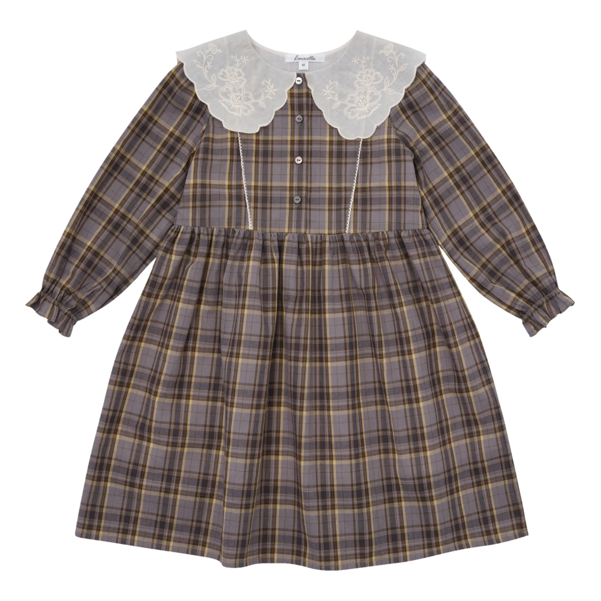 Louisiella Charcoal Grey Effie Check Dress