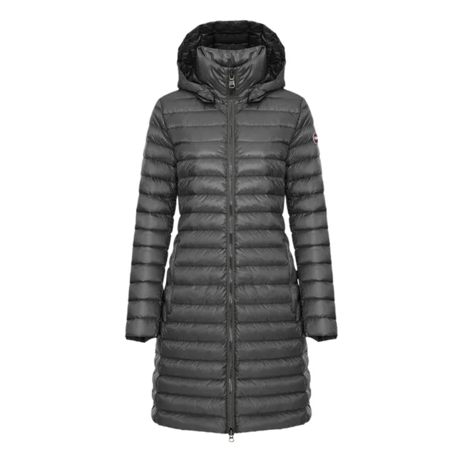 Women's Hooded Long Puffer Jacket | Steel Grey