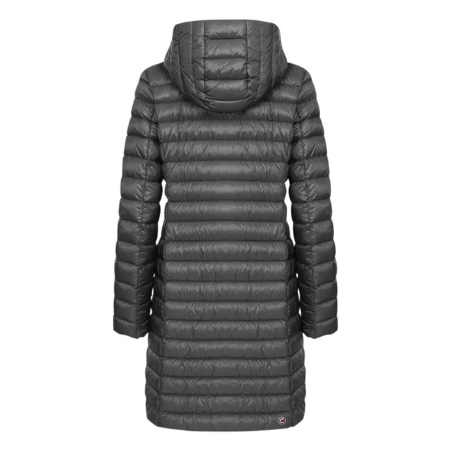 Women's Hooded Long Puffer Jacket | Steel Grey