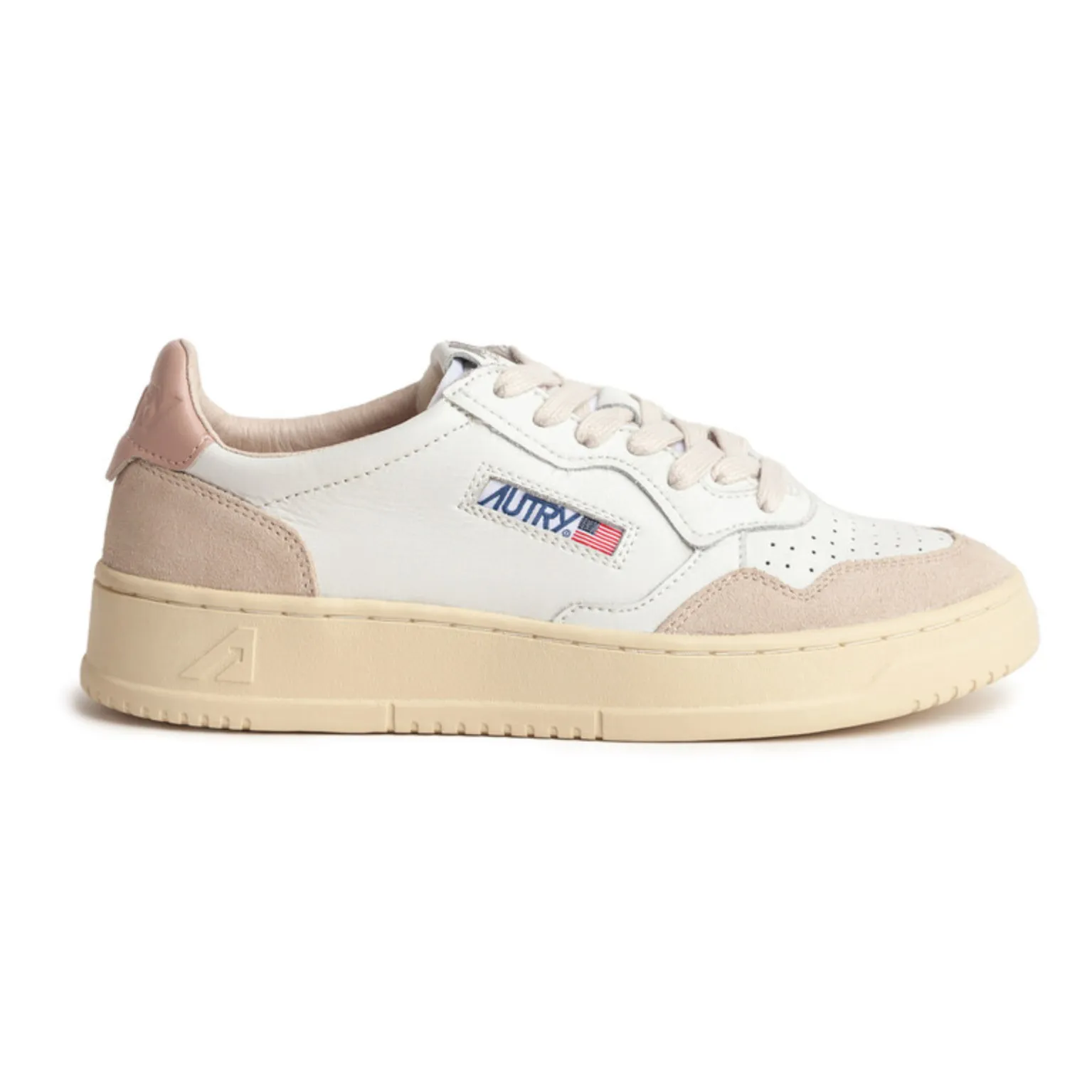 Autry Pale Pink Medalist Low Leather/Suede Sneakers