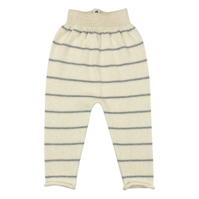 Pantalones de punto de algodón orgánico con rayas lechosas | Gris