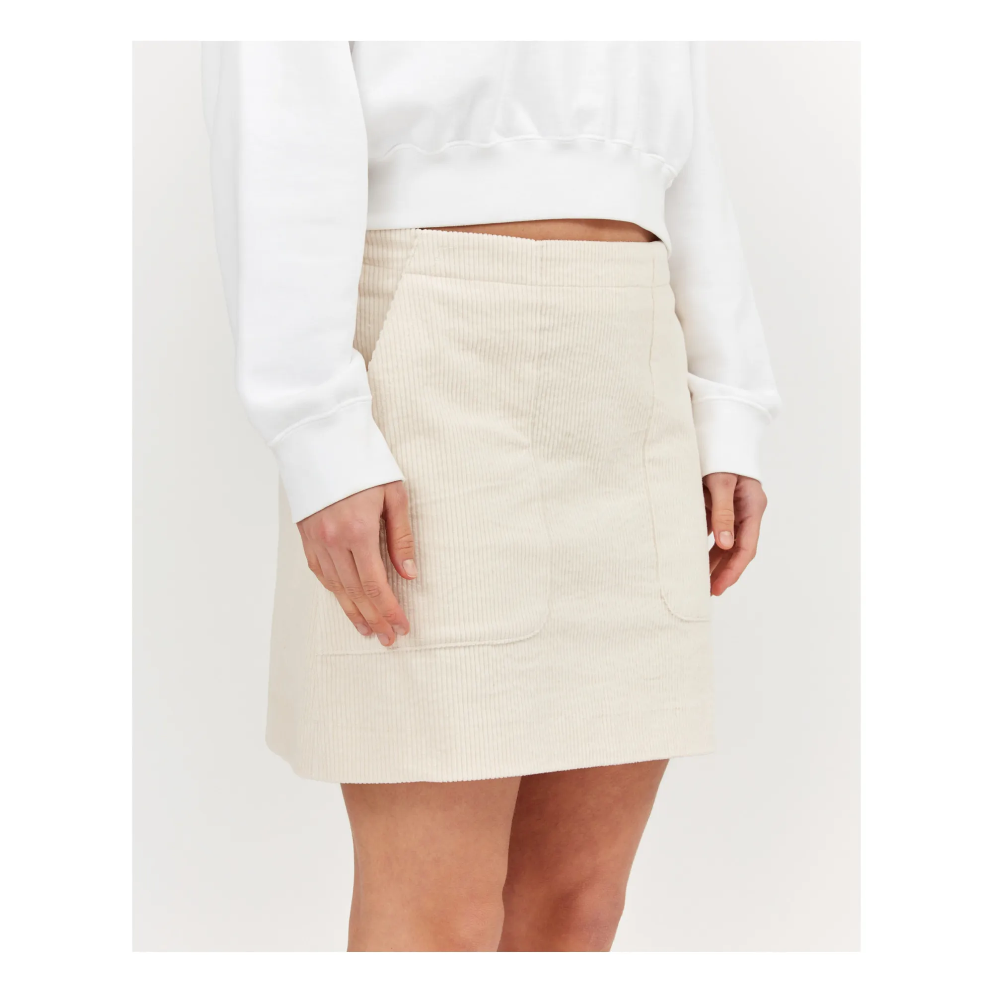 Sea Me Happy Ecru Mimi Corduroy Skirt