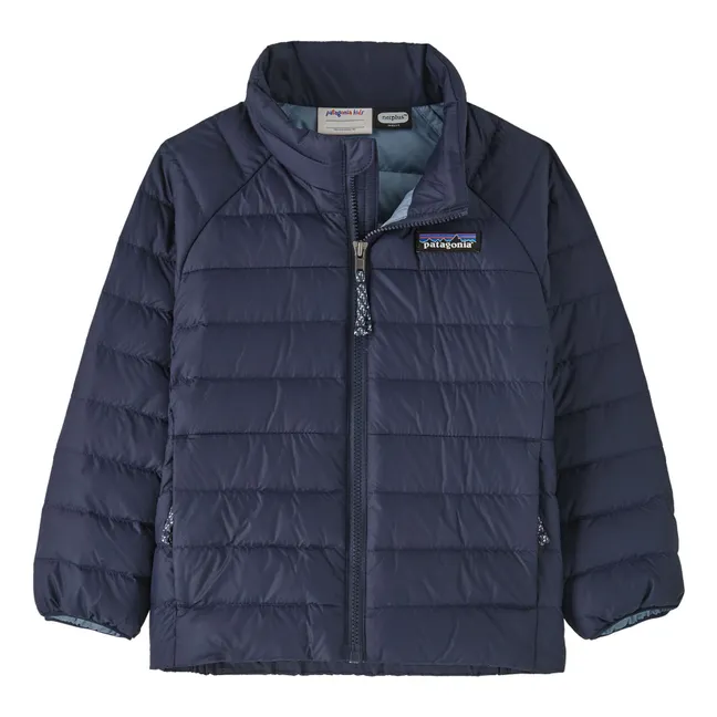 Recycled Down Sweater Puffer Jacket | Navy blue
