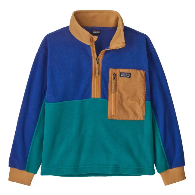 Microdini Recycled Fleece Sweatshirt mit Reißverschluss | Pfauenblau