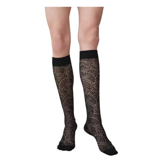 Organic cotton Ginkgo Alba stockings | Black