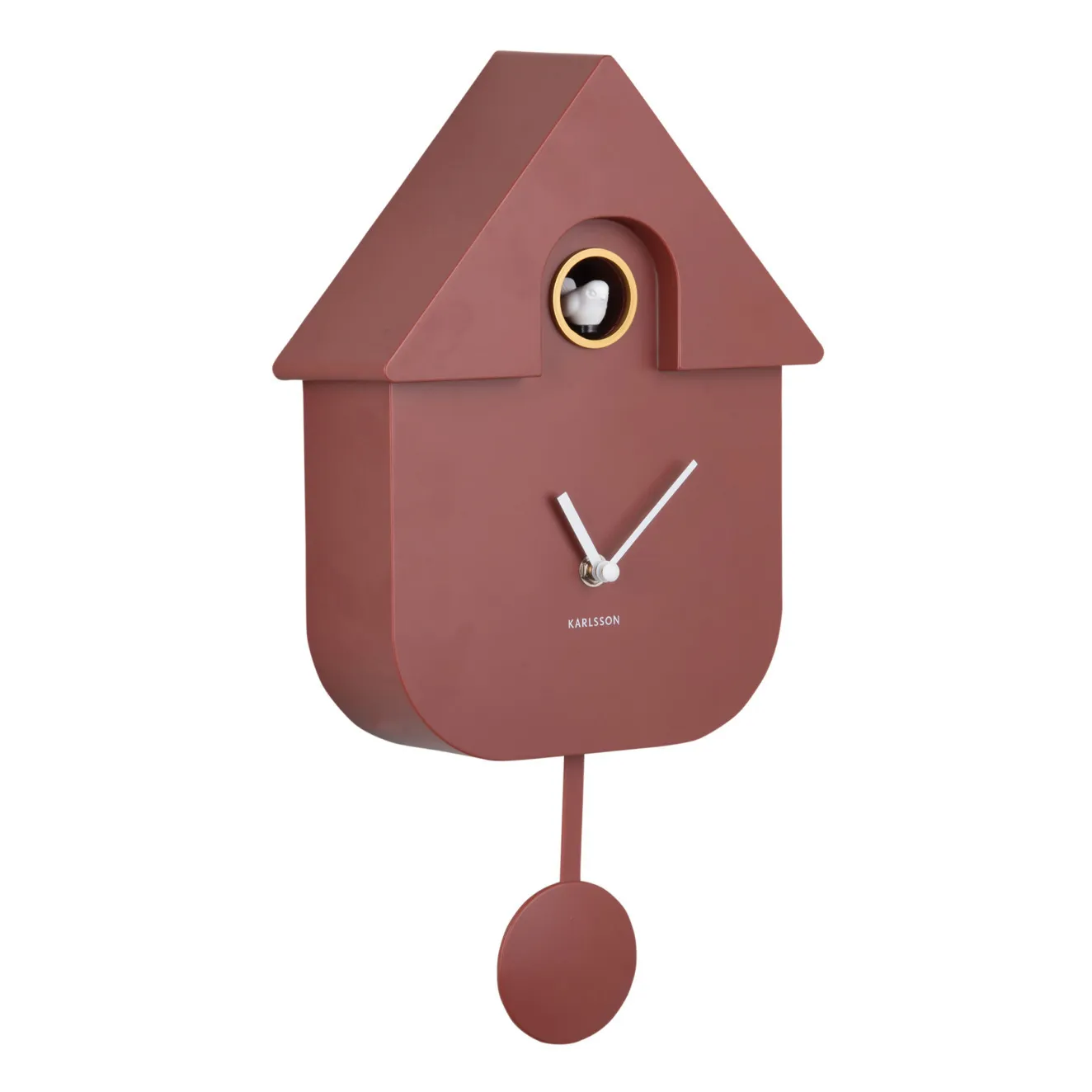 Present Time Red Modern Cuckoo Pendulum Clock