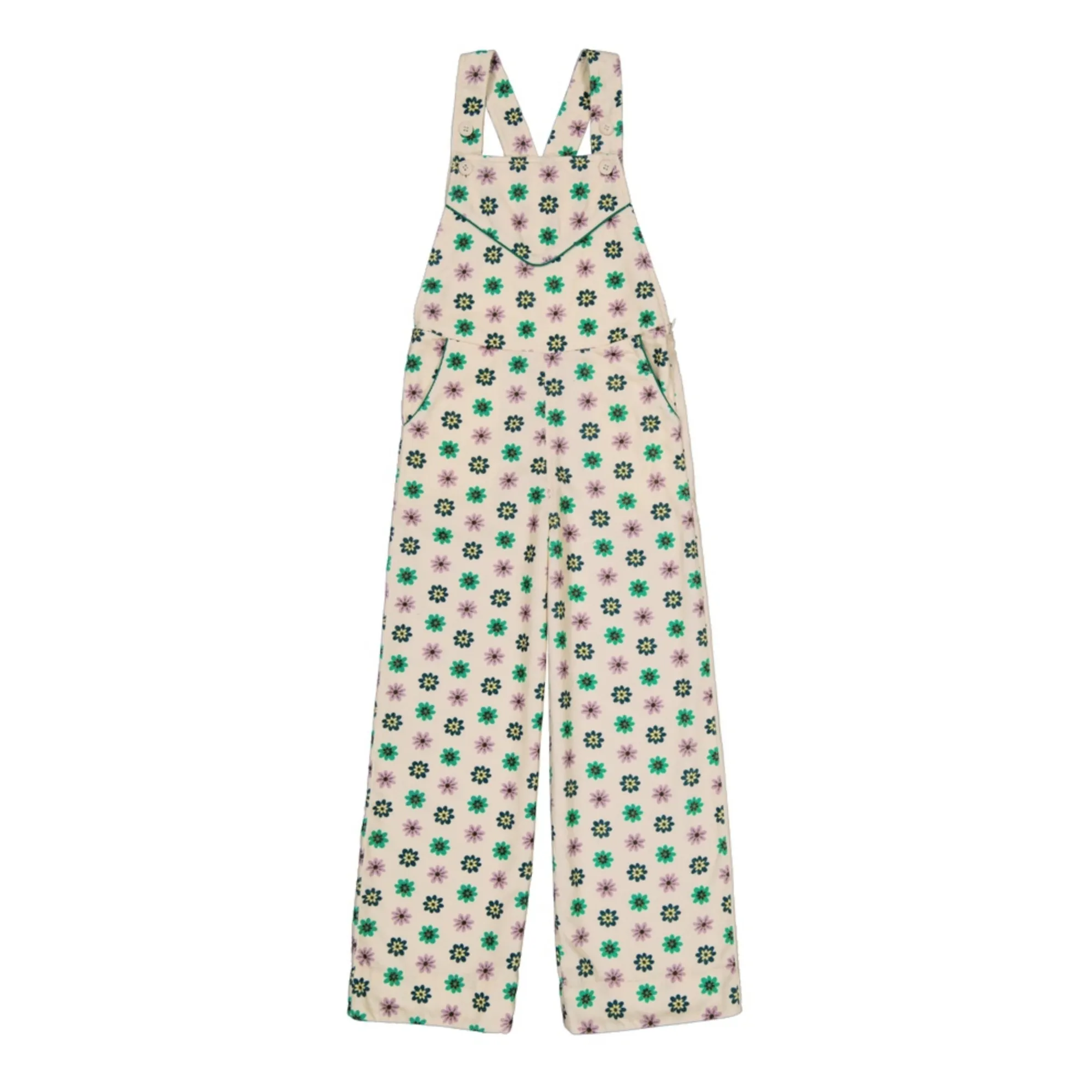 Hello Simone Ecru Floral Corduroy Dungarees Lise