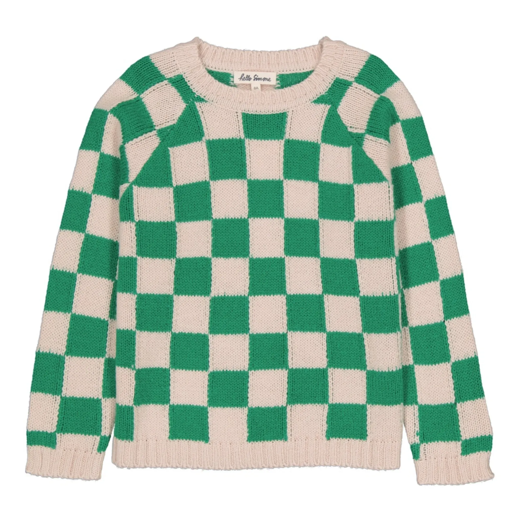 Hello Simone Green Sailor's Alpaca Merino Check Sweater