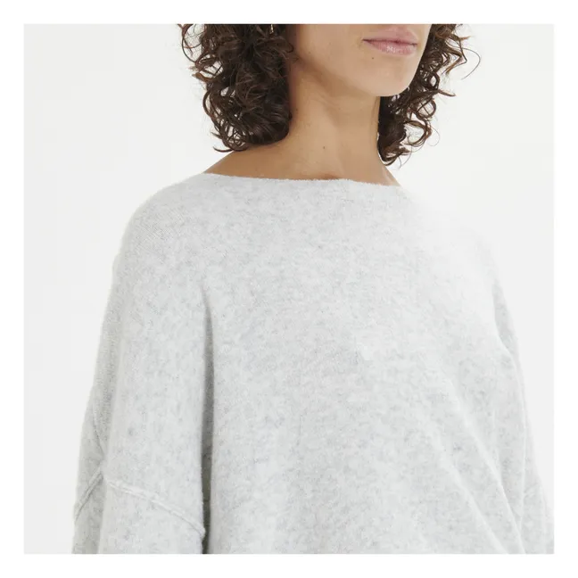 Damsville Wool Boatneck Sweatshirt | Heather grey
