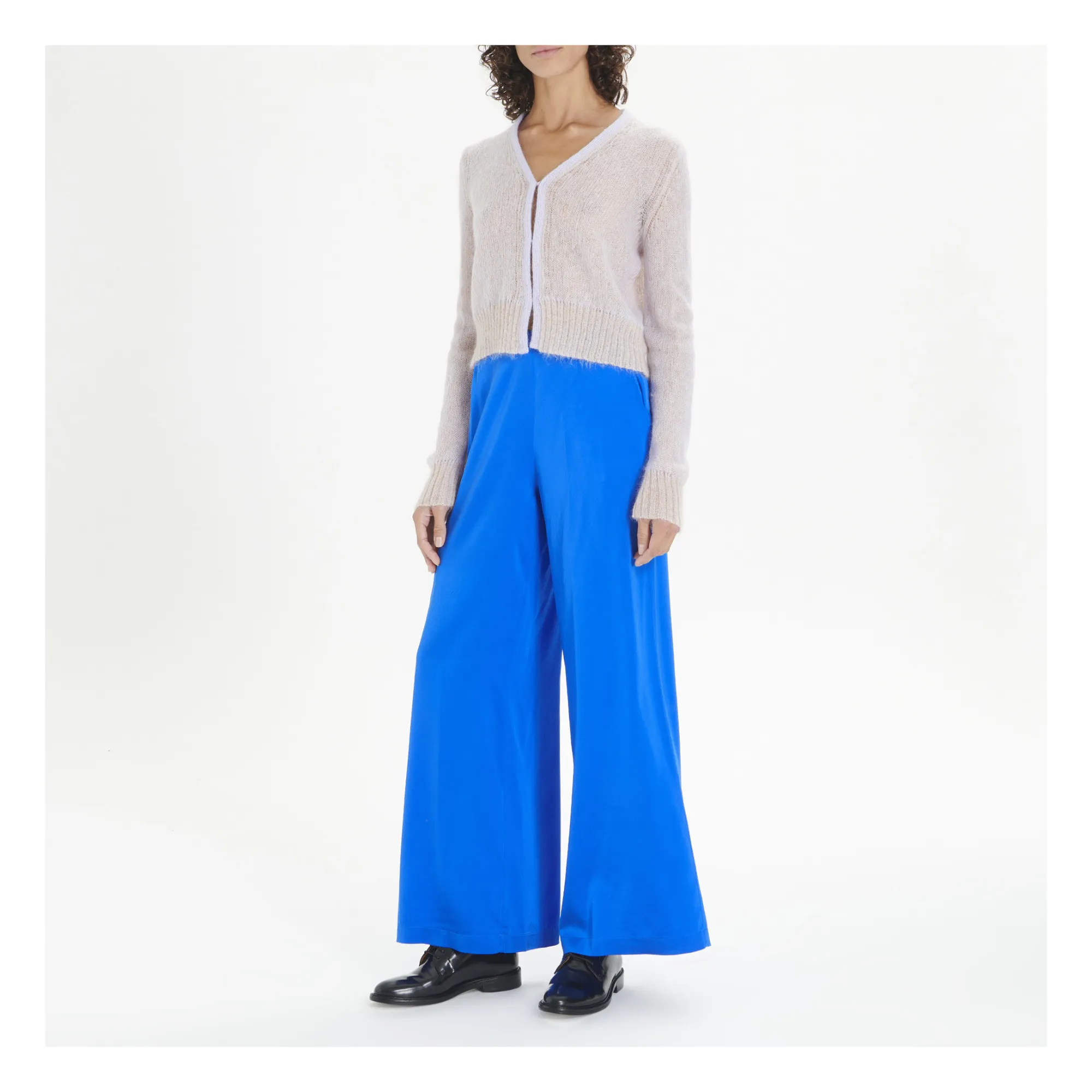 Forte Forte Electric Blue Stretch Silk Satin Pants