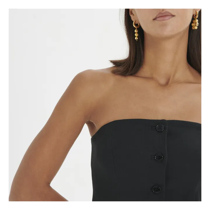 Organic Cotton Suiting Bustier Top | Black- Product image n°3