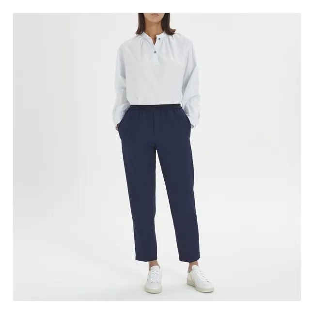 Pantaloni elasticizzati in lana | Blu marino