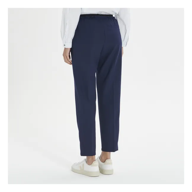 Pantaloni elasticizzati in lana | Blu marino