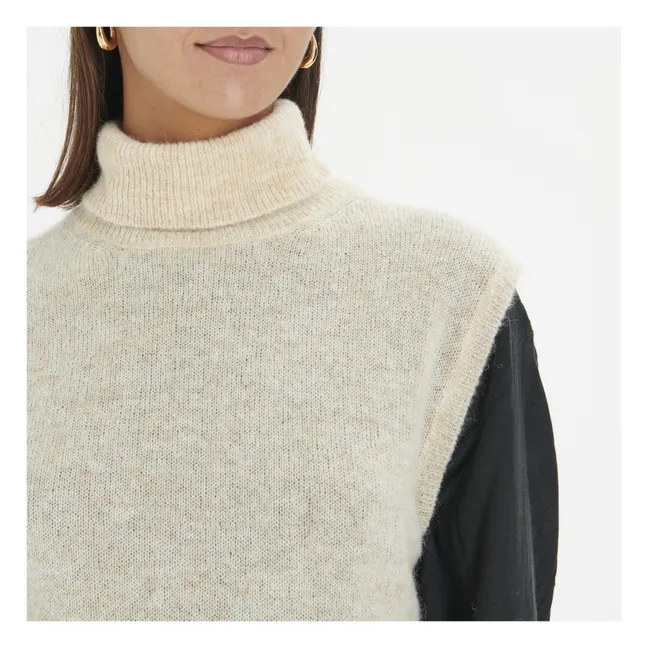 Virgin Wool and Mohair Sleeveless Pullover | Ecru