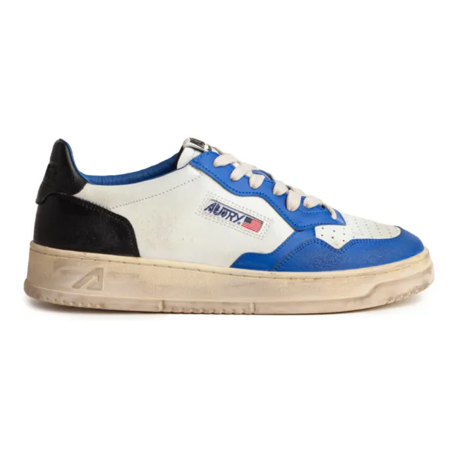 Sneakers basse Super Vintage in pelle bicolore | Blu elettrico