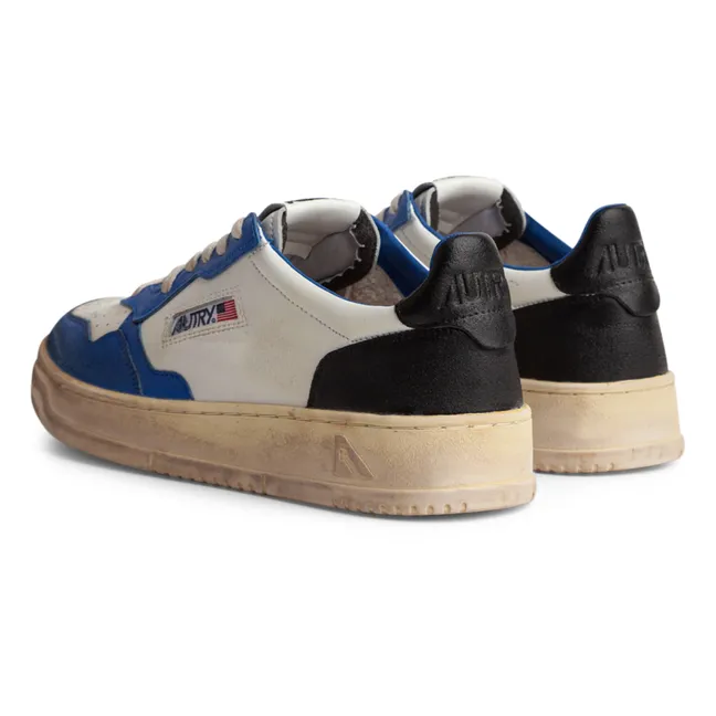 Sneakers basse Super Vintage in pelle bicolore | Blu elettrico