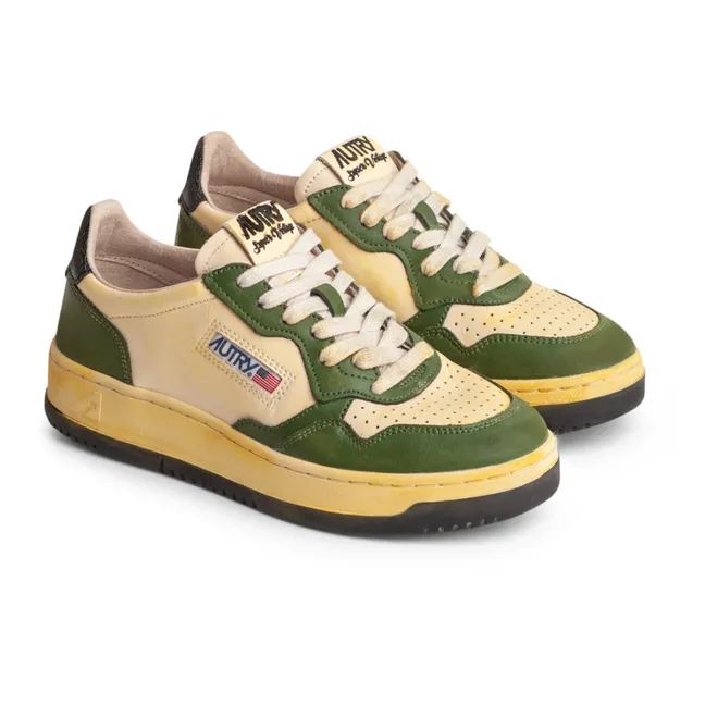 Sneakers basse Super Vintage in pelle bicolore | Verde militare