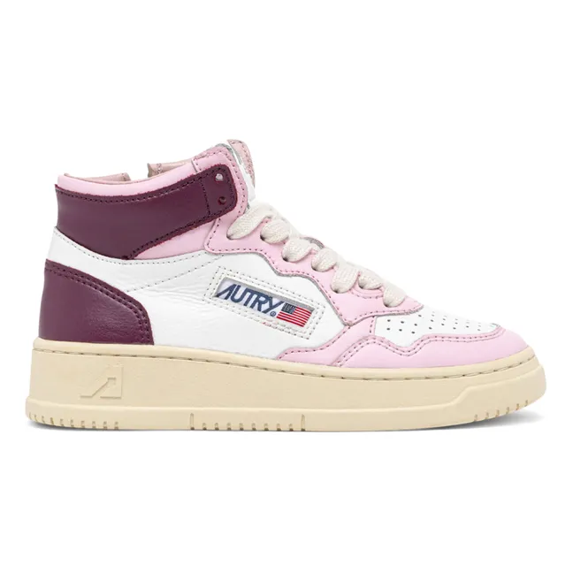 Two-Tone Kids Medalist Mid Leather Sneakers | Pink