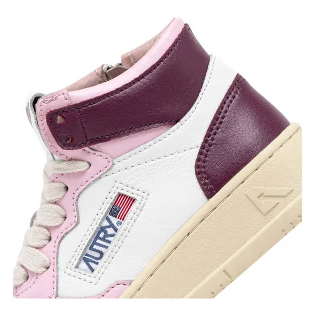Two-Tone Kids Medalist Mid Leather Sneakers | Pink