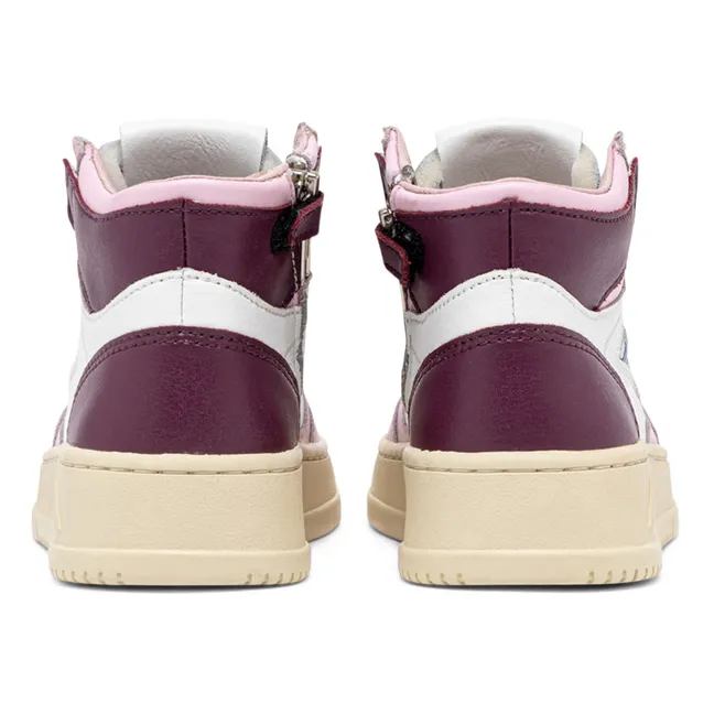 Two-Tone Kids Medalist Mid Leather Sneakers | Pink