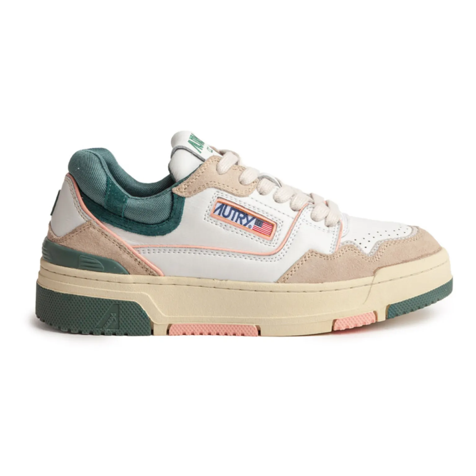 Autry Dark Green Clc Low Bicolour Leather Sneakers