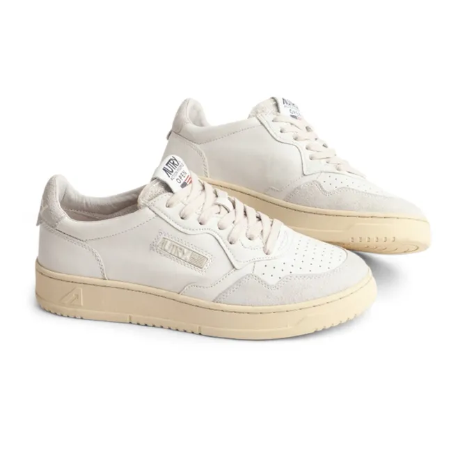 Open Low Leather/Suede Sneakers | White