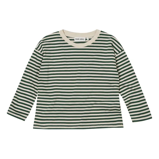 Camiseta a rayas de algodón orgánico | Verde
