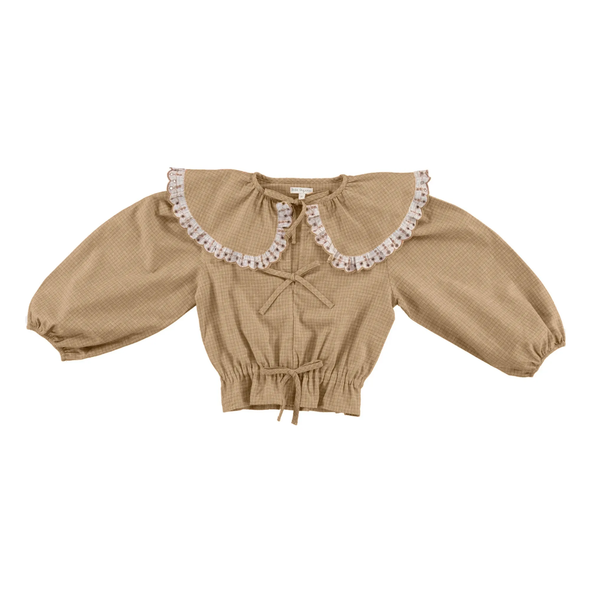Bebe Organic Beige Organic Cotton Blouse Olivia Collar