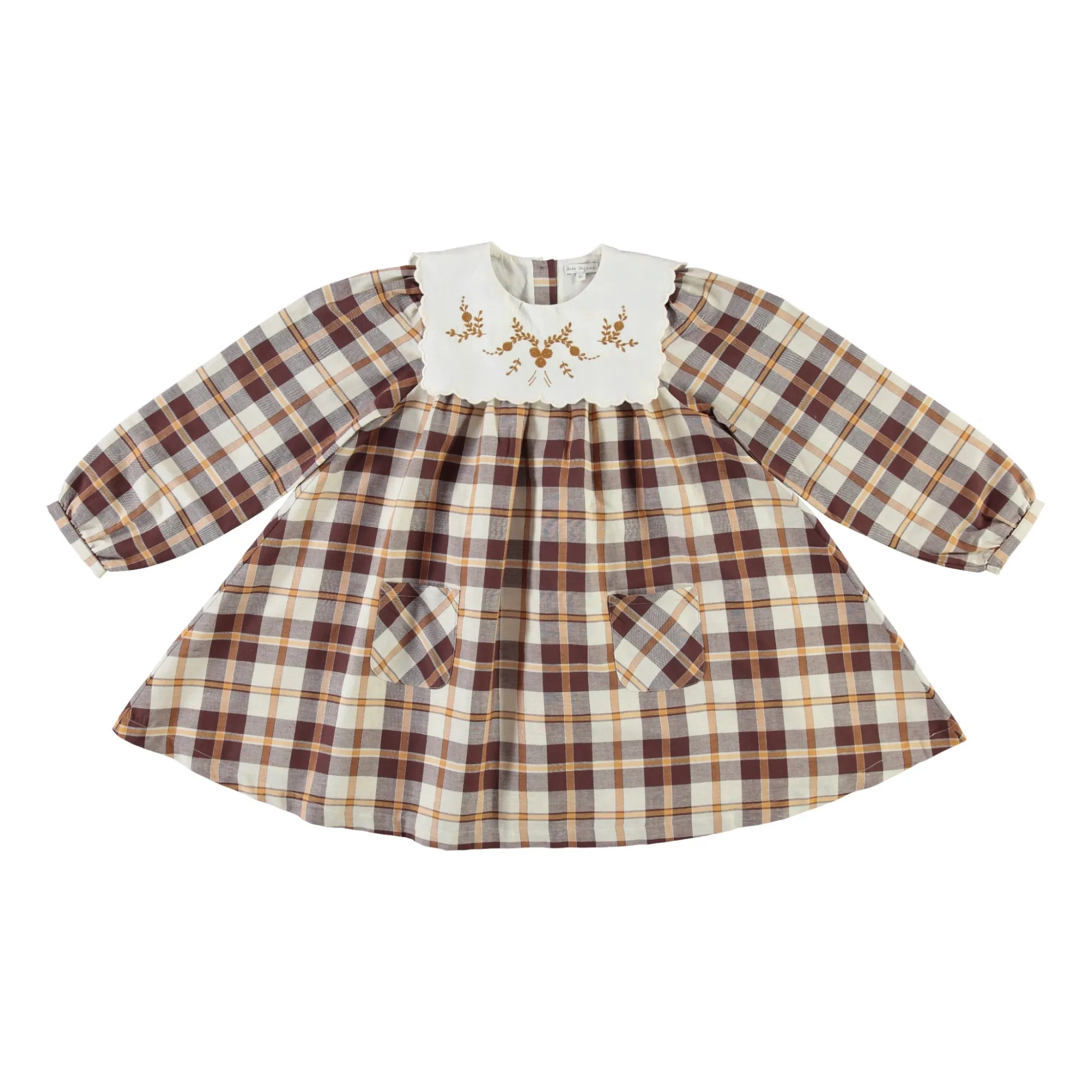 Bebe Organic Brown Louisa Organic Cotton Check Dress