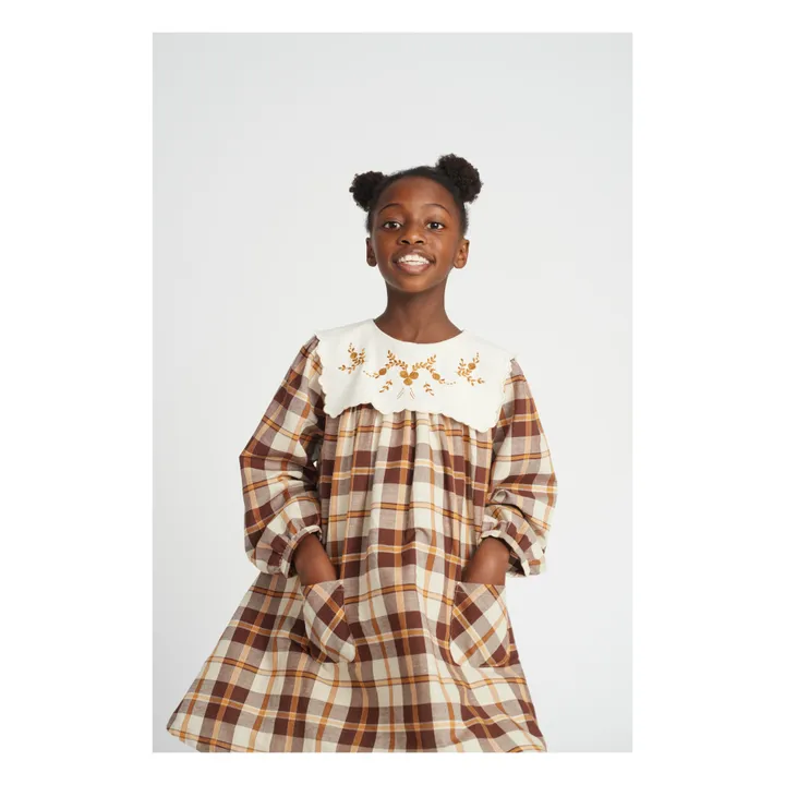 Bebe Organic - Louisa Organic Cotton Check Dress - Brown | Smallable