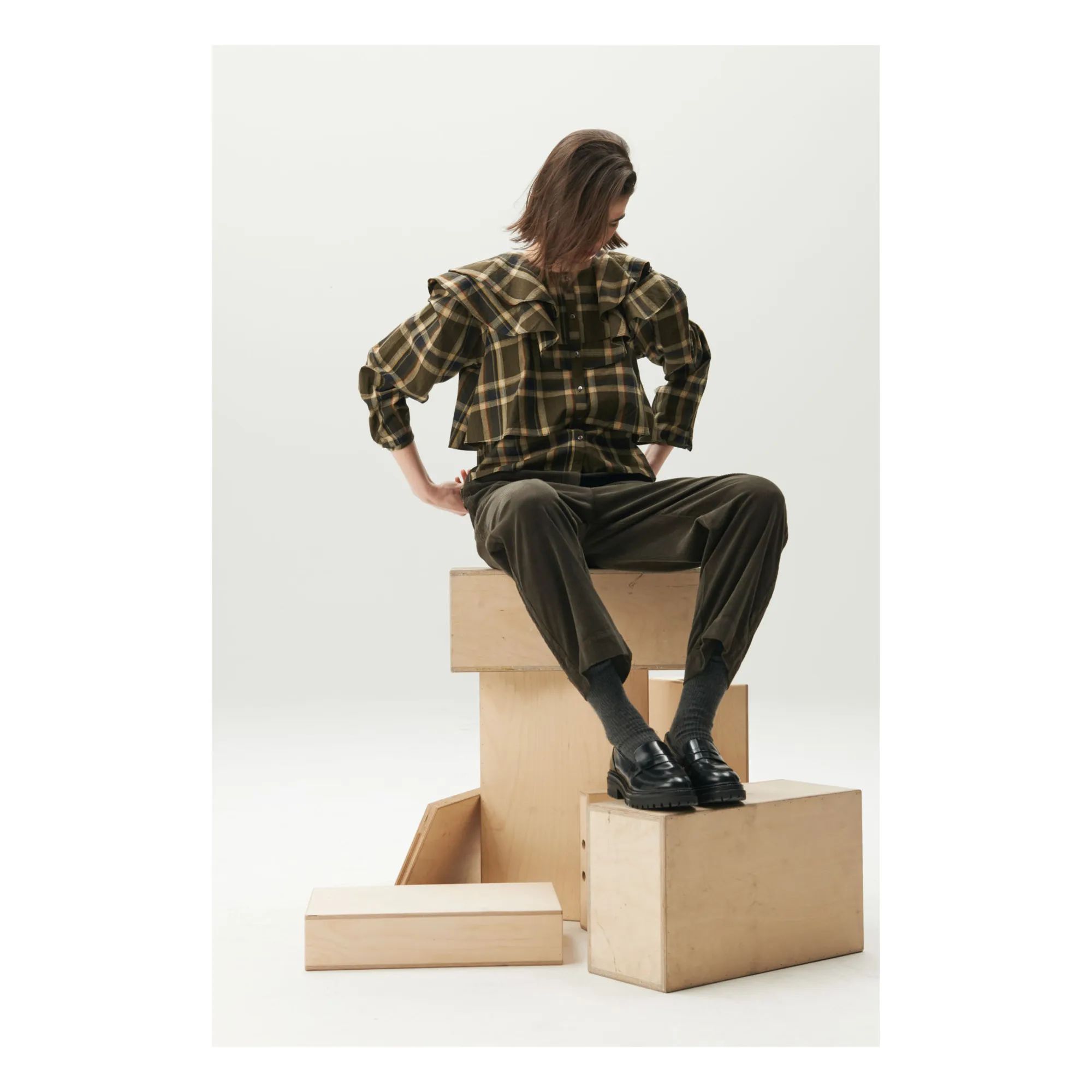 Bellepiece Khaki Penny Corduroy Trousers