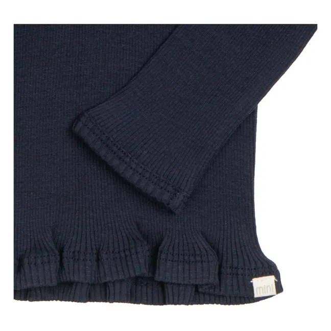 Jersey Bui de cuello vuelto de seda y algodón | Azul Marino