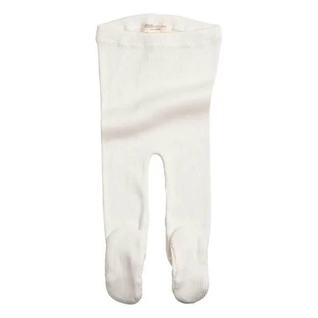 Leggings con pies Bamse de seda y algodón | Crudo