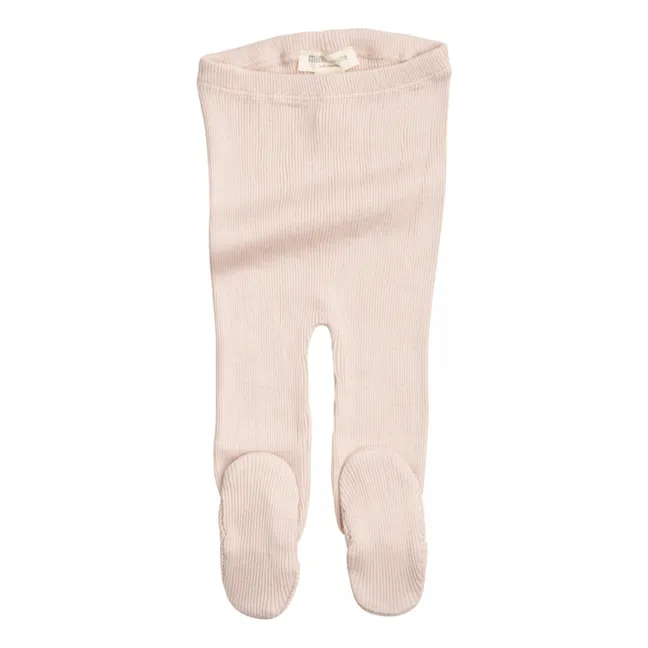 Bamse Cotton and Silk Rib Tights | Pale pink