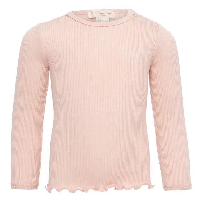 T-Shirt Côtelé Coton et Soie Bogense | Rose pâle