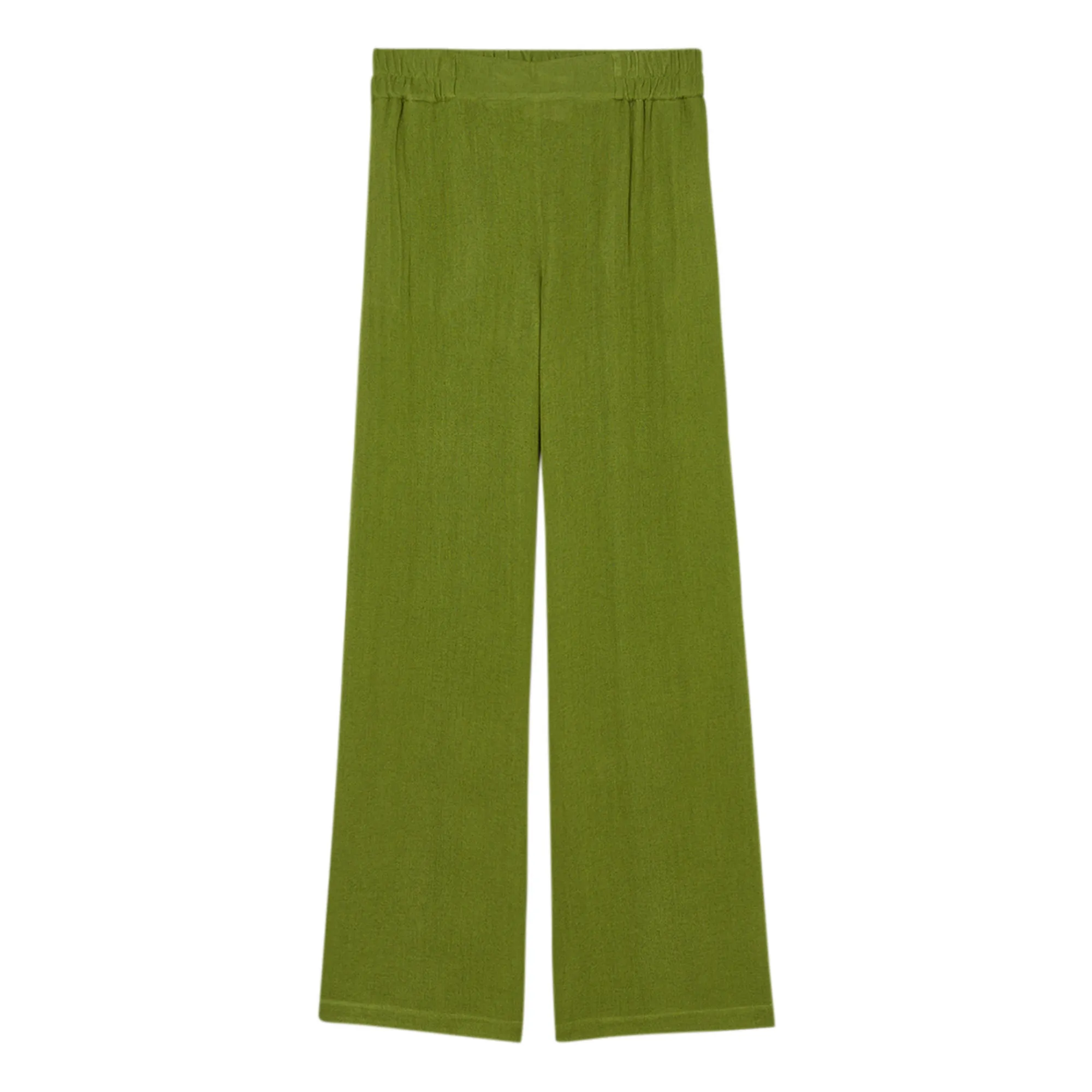 Momoni Green Baccarat Wool Double Gauze Trousers