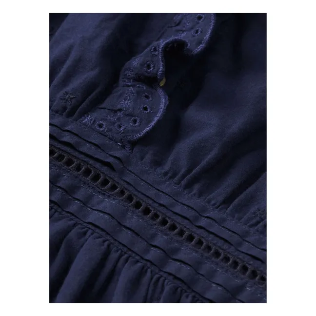 Vestido con bordado inglés | Azul Marino