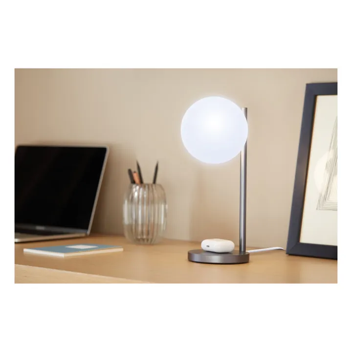 Lampada da tavolo a LED e supporto di ricarica Bubble | Grigio acciaio- Immagine del prodotto n°1