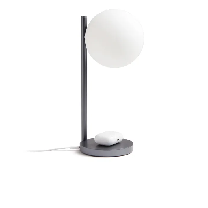 Lampada da tavolo a LED e supporto di ricarica Bubble | Grigio acciaio- Immagine del prodotto n°7