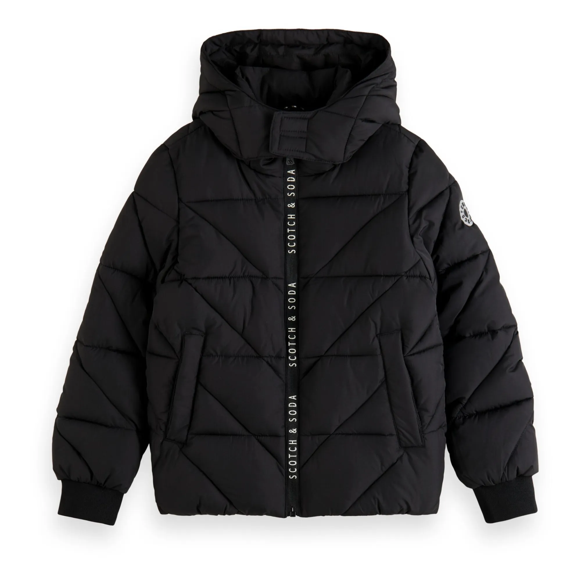 Scotch & Soda Black Recycled Waterproof Jacket
