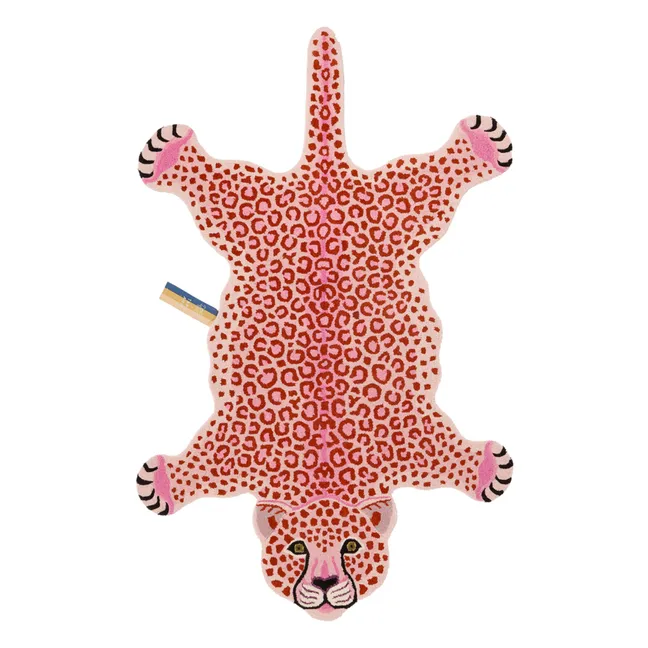 Pink Wool Leopard Print Rug | Pink