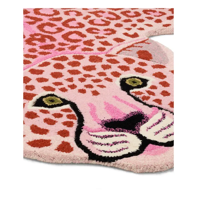 Pink Wool Leopard Print Rug | Pink