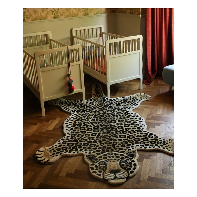 Alfombra de lana de leopardo Loony | Marrón