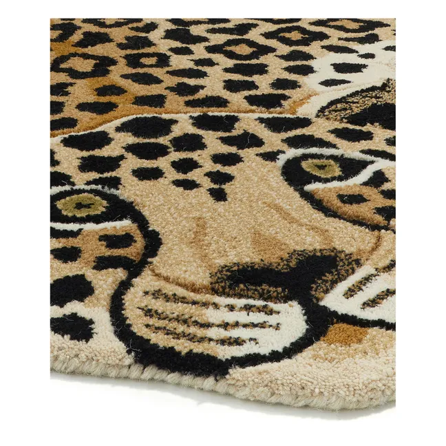 Alfombra de lana de leopardo Loony | Marrón