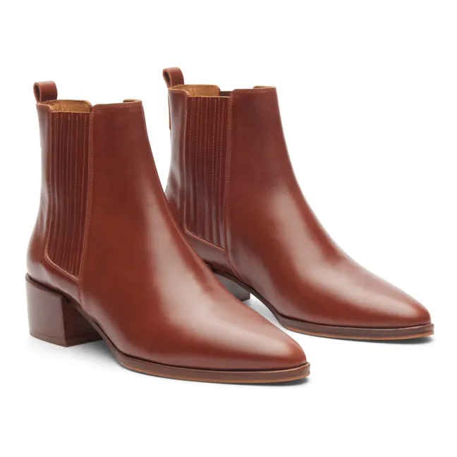 Leather boots N°408 | Cognac