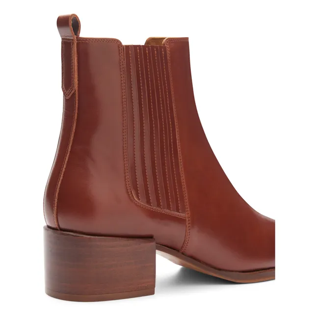 Leather boots N°408 | Cognac